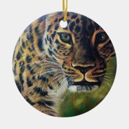 Leopard Walking bei Sunset Keramik Ornament (Vorne)
