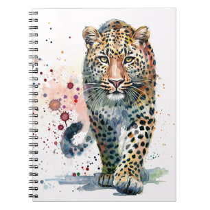 Leopard Walking Paint Splatter Wasserfarben Notizb Notizblock