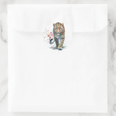 Leopard Walking Watercolor Runder Aufkleber (Tasche)