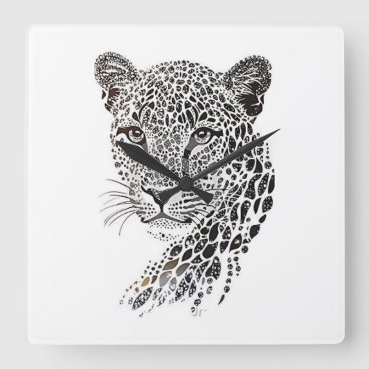 Leopard Wanduhr – Wilde Eleganz und Modernität (Vorderseite)