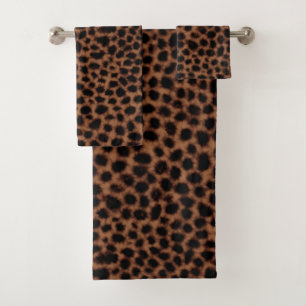 Leopard-Wasserfarbmuster Badhandtuch Set