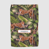Leopard Watercolor Jungle Name Golfhandtuch (Vorderseite)