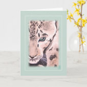 Leopard Watercolor Vignette auf grüner Blank Karte (Gelbe Blume)