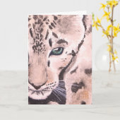 Leopard Watercolor Vignette Blank Karte (Gelbe Blume)