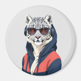 Leopard Wearing Hoodie Funny Coole Tierart Magnet