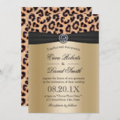 Leopard Wedding Luxury Black & Gold Einladung (Vorne/Hinten)