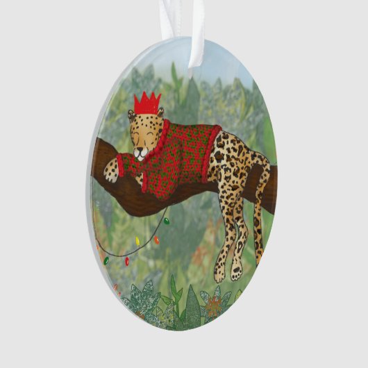 Leopard Weihnachtsacrylschmuck Ornament (Vorderseite)