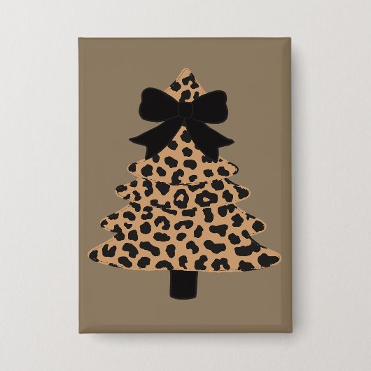 Leopard-Weihnachtsbaum Preppy Coquette Weihnachten Button (Vorderseite)