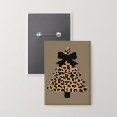 Leopard-Weihnachtsbaum Preppy Coquette Weihnachten Button (Vorderseite/Rückseite)