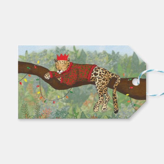 Leopard Weihnachtsgeschenk-Tags Geschenkanhänger (Vorderseite (Horizontal))