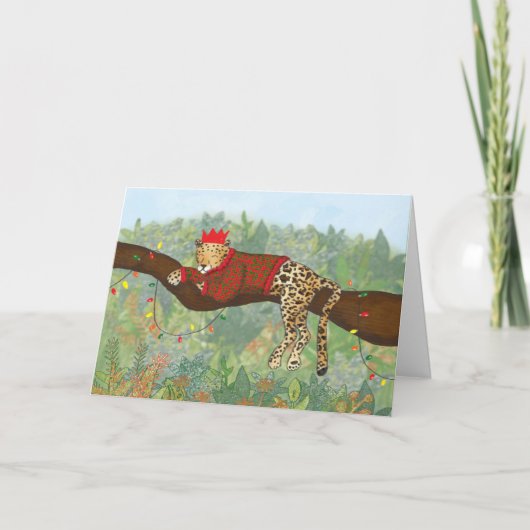 Leopard Weihnachtskarte Karte (Vorderseite)