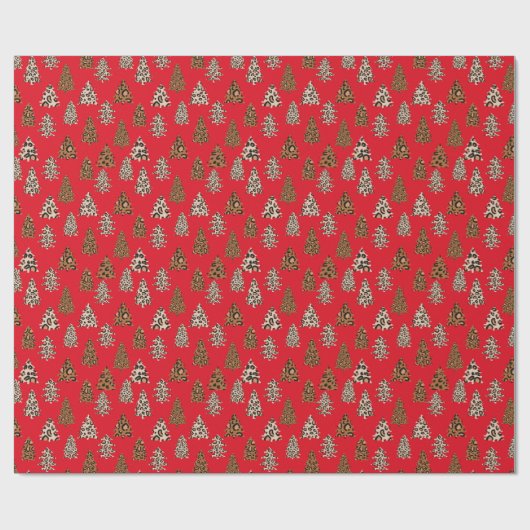 Leopard Weihnachtsrot Geschenkpapier (Flach)
