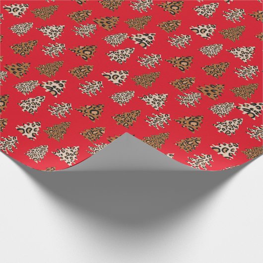 Leopard Weihnachtsrot Geschenkpapier (Ecke)