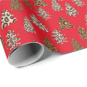 Leopard Weihnachtsrot Geschenkpapier (Rolleneckpunkt)
