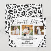 Leopard (Weiß und Schwarz) Save the Date (Vorne/Hinten)
