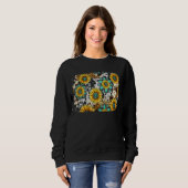 Leopard Western Rodeo Cowhide Gemstone Sonnenblume Sweatshirt (Vorne ganz)