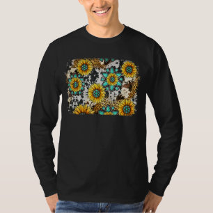Leopard Western Rodeo Cowhide Gemstone Sonnenblume T-Shirt