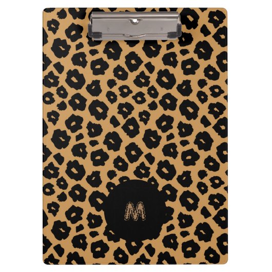 Leopard Wild ANIMAL DRUCK + Monogramm Klemmbrett (Vorderseite)