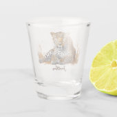 Leopard Wild Animal Portrait Personalisierter Name Schnapsglas (Rückseite)