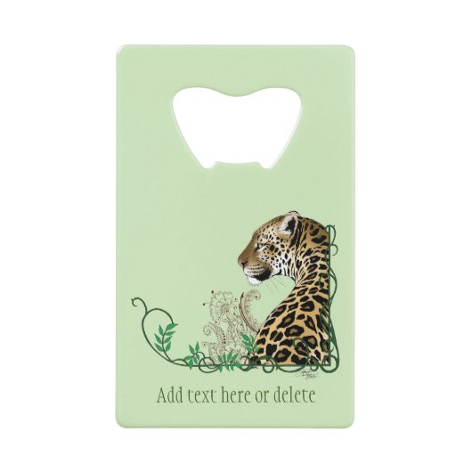 Leopard Wild Cat Green Henna Geldbeutel Flaschenöffner (Vorderseite)