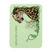 Leopard Wild Cat Green Henna Magnet (Vertikal)