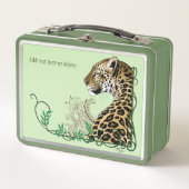 Leopard Wild Cat Green Henna Metall Brotdose (Vorderseite)