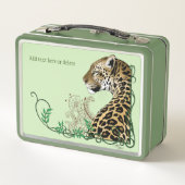 Leopard Wild Cat Green Henna Metall Brotdose (Rückseite)