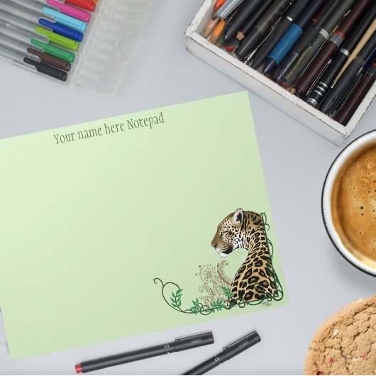 Leopard Wild Cat Green Henna Notizblock