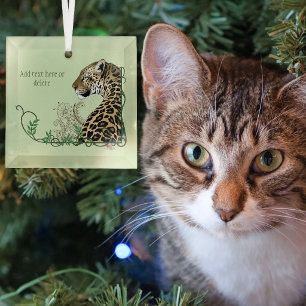 Leopard Wild Cat Green Henna Ornament Aus Glas