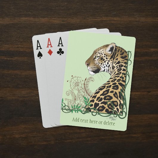 Leopard Wild Cat Green Henna Spielkarten