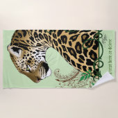 Leopard Wild Cat Green Henna Strandtuch (Vorderseite)