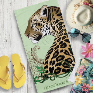 Leopard Wild Cat Green Henna Strandtuch