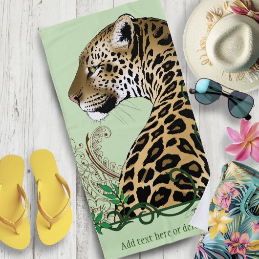 Leopard Wild Cat Green Henna Strandtuch