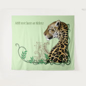 Leopard Wild Cat Green Henna Wandteppich (Vorderseite (Horizontal))
