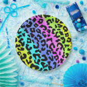 Leopard Wild Cat Rainbow Pattern, Leopard Geschenk Pappteller (Party)