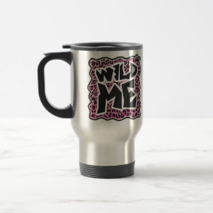 Leopard Wild Mich Schwarz und Hot Pink Design Reisebecher