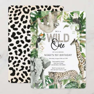 Leopard Wild One erster Geburtstag Einladung
