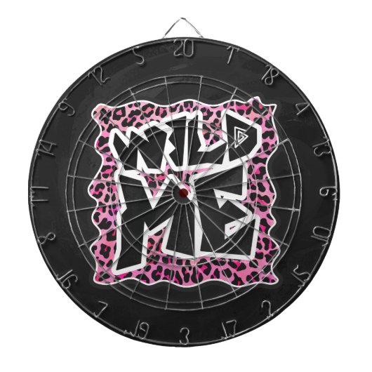 Leopard Wilde Me Schwarz und Hot Pink Design Dartscheibe (vorne)