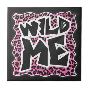 Leopard Wilde Me Schwarz und Hot Pink Design Fliese