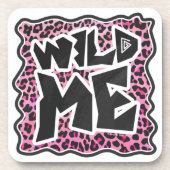 Leopard Wilde Me Schwarz und Hot Pink Design Getränkeuntersetzer (Vorderseite)