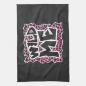 Leopard Wilde Me Schwarz und Hot Pink Design Handtuch (Vertikal)