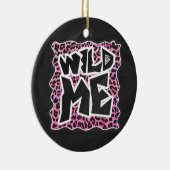 Leopard Wilde Me Schwarz und Hot Pink Design Keramikornament (Rechts)