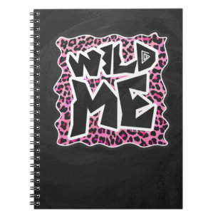 Leopard Wilde Me Schwarz und Hot Pink Design Notizblock