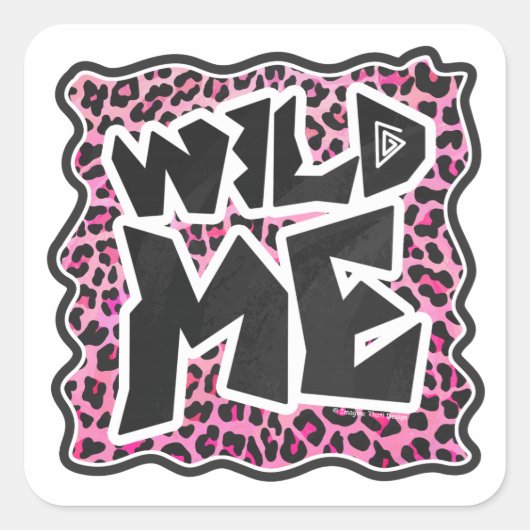 Leopard Wilde Me Schwarz und Hot Pink Design Quadratischer Aufkleber (Vorderseite)