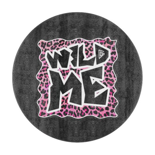 Leopard Wilde Me Schwarz und Hot Pink Design Schneidebrett (Vorderseite)