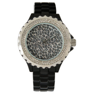 Leopard-wilder Druck Armbanduhr