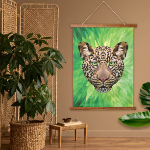 Leopard-Wildkatze Afrikanische Savanne Moderne Tie Wandteppich Mit Holzrahmen