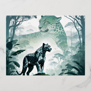 Leopard Wildtier Natur-Dschungel Folien Feiertagspostkarte