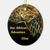 Leopard Wildtierpelzreise Andenken-Foto Keramik Ornament (Links)