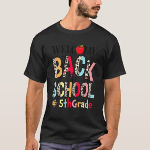 Leopard Willkommen zurück zur Schule 5. Klasse Leh T-Shirt